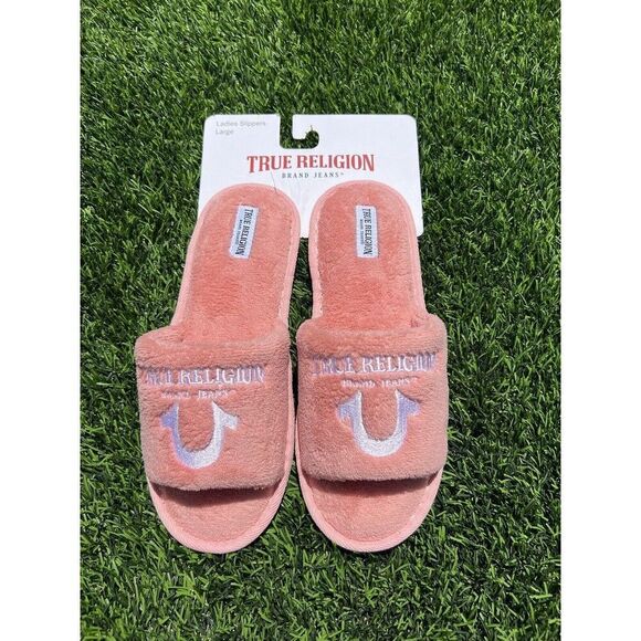 true religion indoor pink slippers Ladies Large Open Toe comfortable cushioned. - Picture 2 of 5